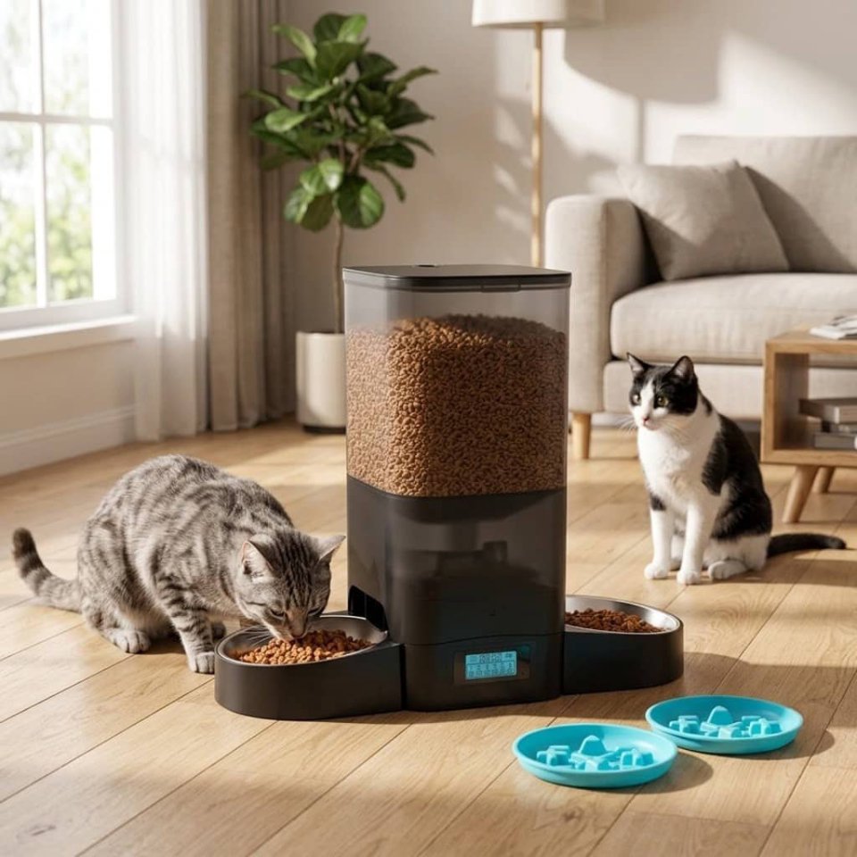 Automatische Voerbak met dubbele Slowfeeder