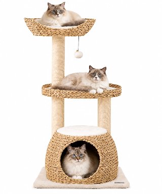 Naturel Krabpaal met gevlochten Kattenhuis