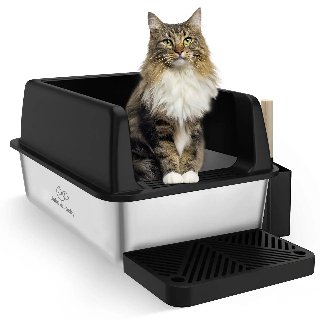 Kattenbak RVS Open – Zwart
