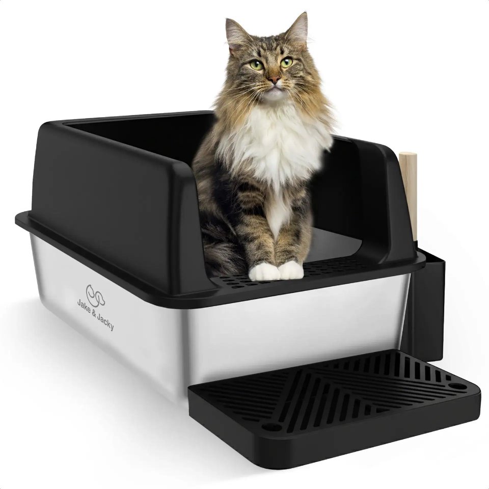 Kattenbak RVS Open – Zwart